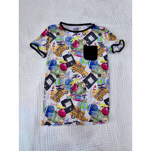 Boys Meraki Hollow Bamboo White Multi-color School Print Tee Size 10